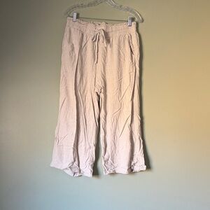 Casual Cream Drawstring Beach Pants